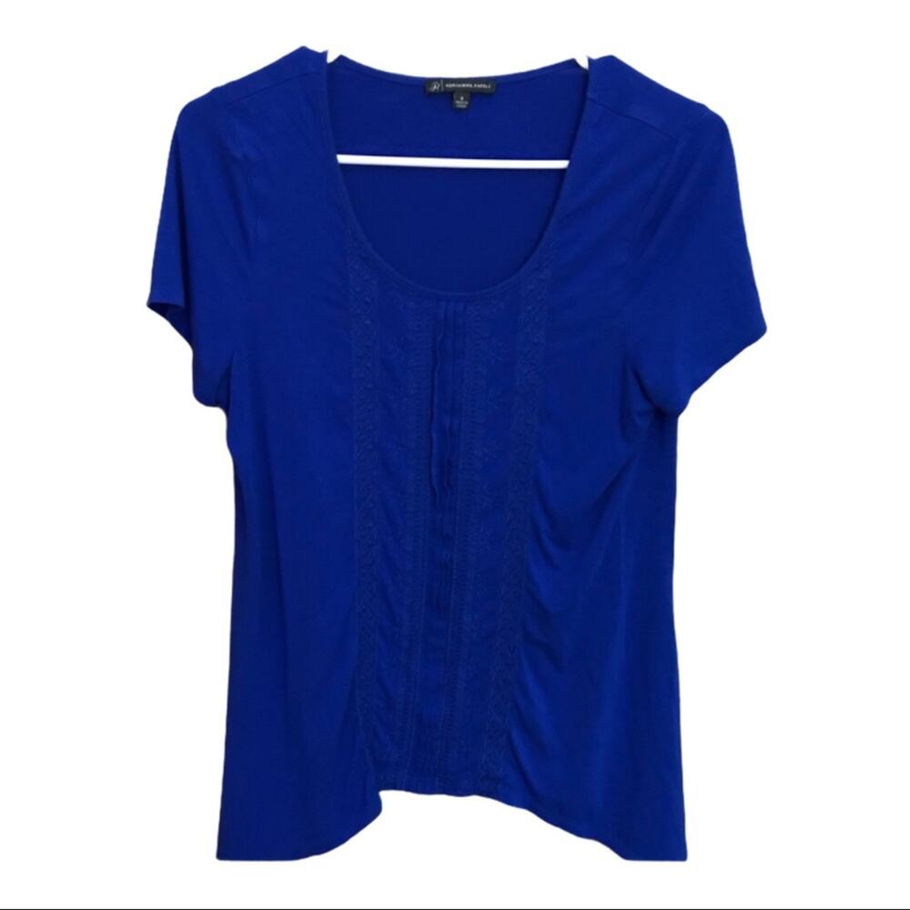 Adrianna  Papelll Royal Blue Embroidered T-Shirt Blouse